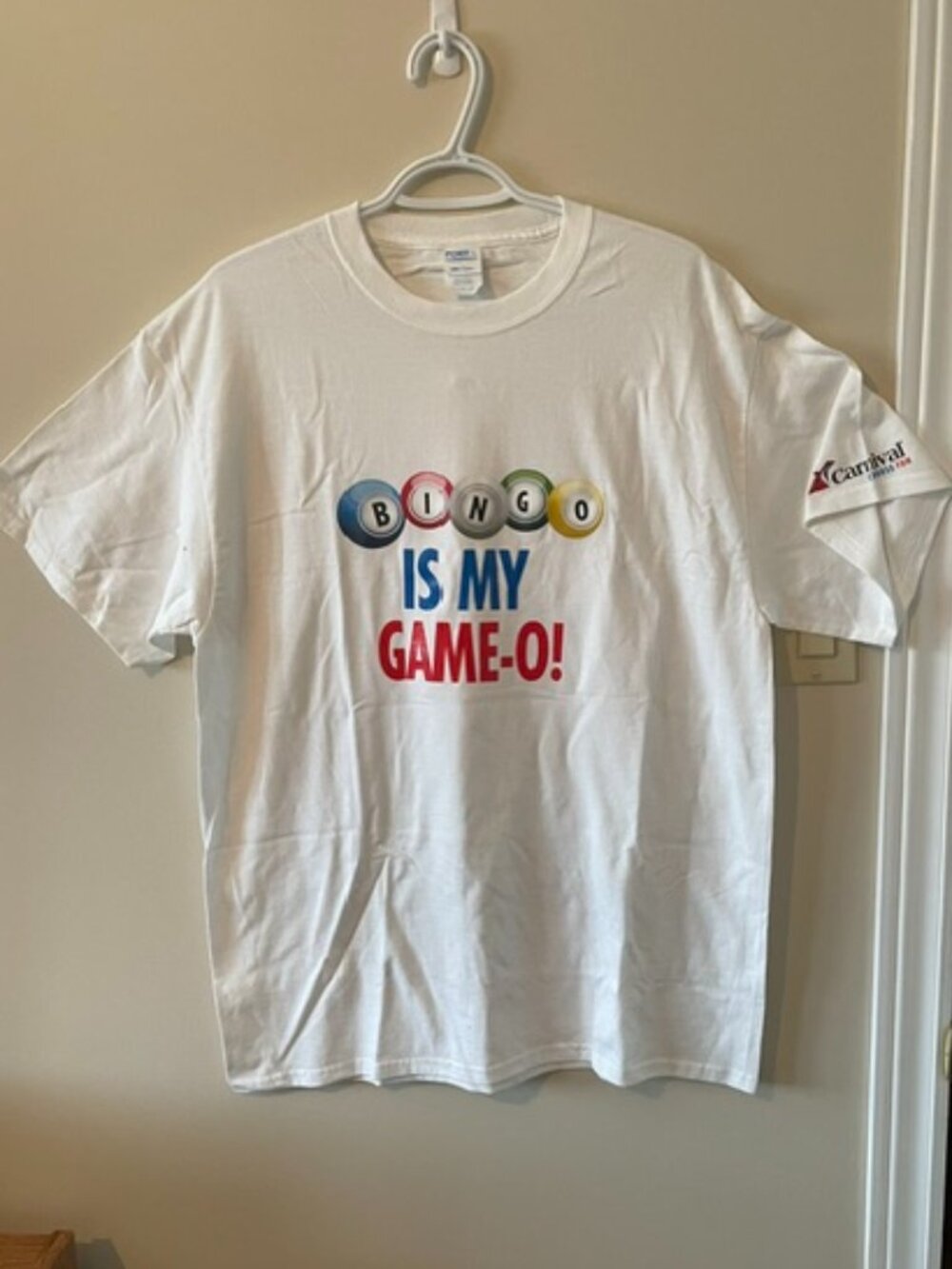 Port & Company, White T-Shirt w BINGO LOGO  (front) Shrt Slvs Sz L NWOT